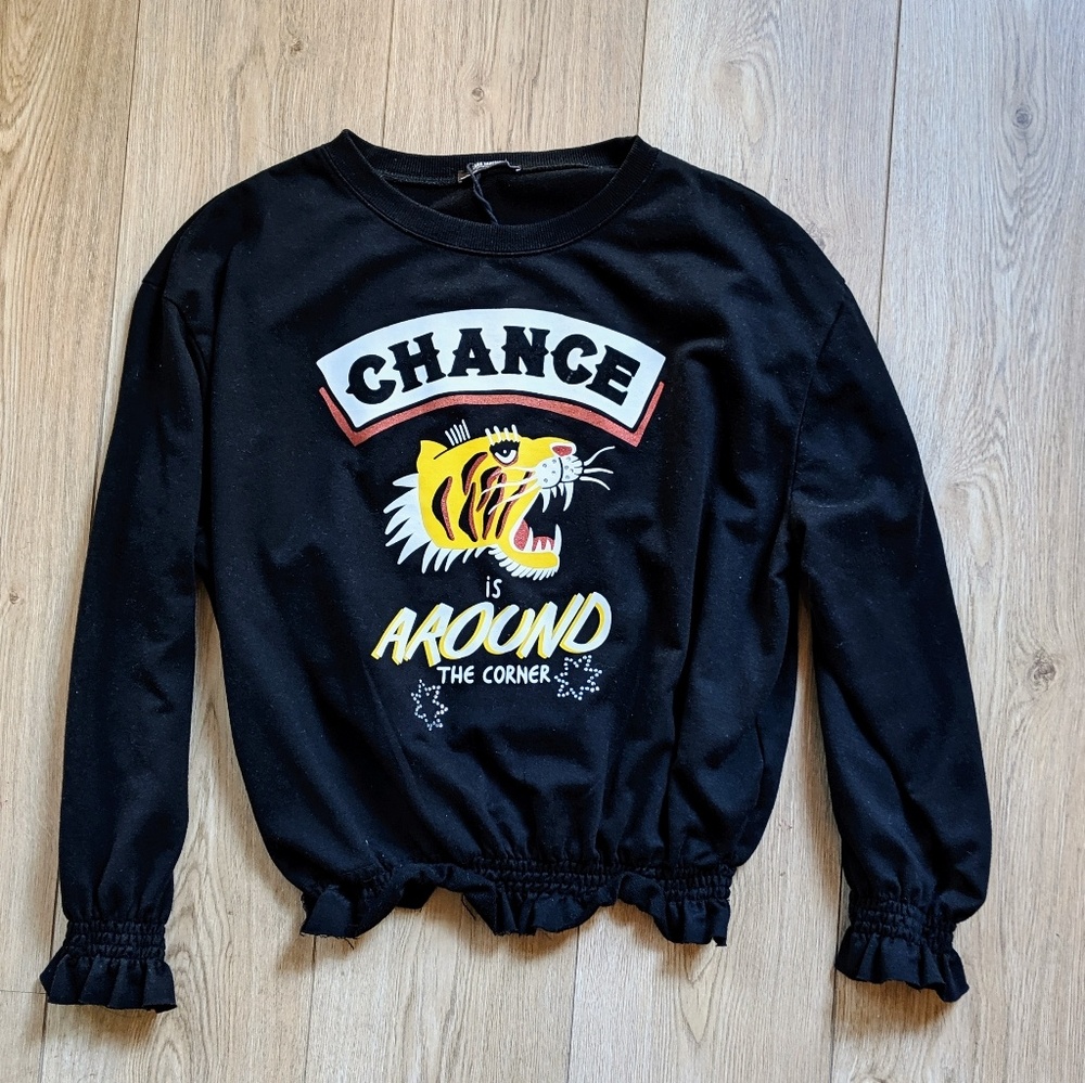 Zara "change is around the corner" sweater.